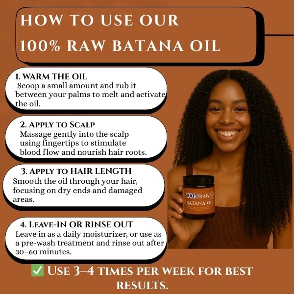 100% Raw & Unrefined Batana Oil from Honduras Size 4 oz, 2 oz & 1 oz Pure Natural Ingredients for Hair Growth and Scalp Nourish