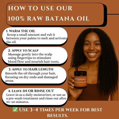 100% Raw & Unrefined Batana Oil from Honduras Size 4 oz, 2 oz & 1 oz Pure Natural Ingredients for Hair Growth and Scalp Nourish